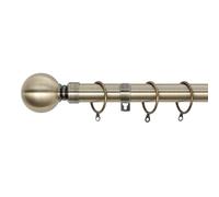 Plain Ball Extendable Curtain Pole (25/28mm) (Antique Brass,180cm - 340cm) | Heavy Duty Metal Extendable Curtain Pole, 25/28MM Diameter, Rings & Fittings Included for Bedrooms, Lounges and Living Rooms