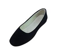 Plain Ballerina Flats, Summer Girls Ladies Breathable Low Cut Pointed Toe Slip On Solid Loafers Comfy Shoes,Black,EU 40
