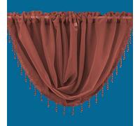 Plain Beaded Voile Swags Net Curtains Voile Swag Valance Pelmet (Coral)