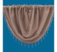 Plain Beaded Voile Swags Net Curtains Voile Swag Valance Pelmet (Sand)