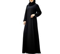 Plain Black 2-Pieces Dubai Abaya Ladies Womens Prayer Clothes Loose Travel Hajj Umrah Full Cover Hijab Mosque Musolla School Free Shawl (FBA Prime) (XL)