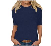 Plain Black T-Shirt for Women Half Sleeve Tops Plus Size 18 Ladies Summer Tops Solid O-Neck Pullover Shirts Tshirts Business Office Top Tunic Ladies Loose Shirt Blouse Undershirt
