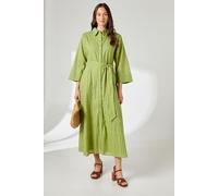 Plain Broderie Belted Shirt Dress Principles Olive 14