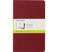 Moleskine Cahier Journal, Set 3 Notebook with Plain Pages, Soft Cover with Visible Cotton Stiching, Colour Red, Size Large 13 x 21 cm