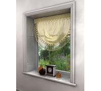 PLAIN CHAMPAGNE NATURAL CREAM SWAG LUXURY MACRAME PELMET SWAG MACRAME FRINGE TASSEL VALANCE DRAPES VOILE NET WINDOW DECOR
