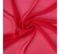 Plain Chiffon Sheer Soft Polyester Lightweight Summer Woven Dressmaking Draping Fabric Material | 60" - 150 cm Wide | Sold per Metre (Red)