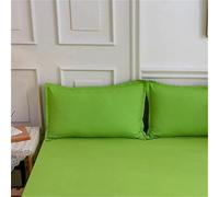 Plain Colour Bed Sheets Elastic Bed Cover Fitted Sheet Breathable and Easy-Care Mattress Protector Suitable for Home and Hotel Use,C,2 pillowcases