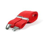 Plain Coloured Trouser Braces Suspenders - Black, White, Red (Red)