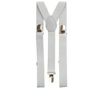 Plain Coloured Trouser Braces Suspenders - Black, White, Red (White)