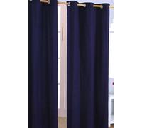HOMESCAPES Navy Blue Eyelet Curtain Pair 137cm (54") Wide x 182cm (72") Drop Plain Heavy Unlined Curtains