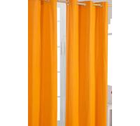 Plain Cotton Ready Made Eyelet Curtain Pair Homescapes Orange 140cm width x 183cm drop