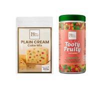 Plain Cream Cake Mix 400g & Tooty Fruity Candied Papaya 200g - Bake Blend Fruit Cake Baking Bundle - DIY Kit for Easy, Colourful Homemade Cakes, Muffins, and Desserts