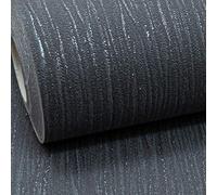 Plain Crystal Metallic Glitter Textured Vinyl Wallpaper Feature Wall Dark Black (Full ROLL) (Charcoal)