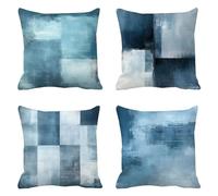 Plain Cushion Covers 40 x 40 Set of 4 Outdoor Cushions Waterproof Linen Abstract Cushions Square Garden Cushion with Invisible Zipper Pillow Case for Sofa Bed Bedroom Living Room Home Decor O-562
