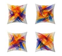 Plain Cushion Covers 55X55CM Set of 4 Outdoor Waterproof Cushions ModernDecorative Linen Square Cases with Invisible Zipper for Sofa Bed Garden Bedroom Outdoor Home Wall Decor, Autumn Gifts Y-F7H28