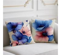 Plain Cushion Covers 80cmx80cm 2 Pack Linen Cushions Waterproof Sofa Cushions Flower Pillow Case with Invisible Zipper Throw Pillow Covers for Living Room Home Chair Patio Winter Fall Decor wj-1066