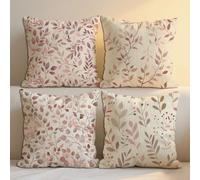 Plain Cushion Covers Leaf Cushions Covers 55x55 cm Set of 4 for Sofa Bed Square Decorative Pillow Cases Linen Pillowcase Double Sided Printing Throw Pillow Case Indoor Room Decor,Gift for Women b-1198