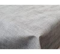 Plain Denim Grey Linen Look Effect PVC Tablecloth Textured Feel PVC Plastic Vinyl Oilcloth Wipe Clean Party Table Cloth Dining Protector (210cm x 140cm Rectangle 83" x 54" inches)