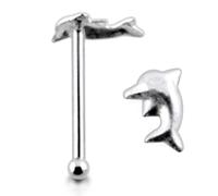 Plain Dolphin Top 22 Gauge 925 Sterling Silver Nose Bone Stud Piercing