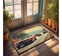 Plain Doormat For Crafts Vintage Muscle Cars Racing Through Golden Fields Doormat Rustic Bathroom Rugs Office Decor For Men(40X60CM)