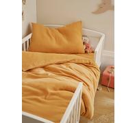 Plain Duvet Cover + Pillowcase Set in Organic Cotton* Gauze for Babies ochre