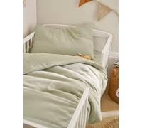 Plain Duvet Cover + Pillowcase Set in Organic Cotton* Gauze for Babies sage green