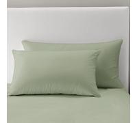 Plain Dye Fitted Sheet 25cms Pocket Soft Brushed Microfibre Fabric Mattress Bottom Bed Sheets (Sage, Pillowcase)