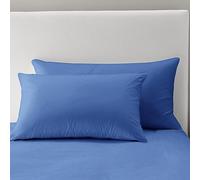 Plain Dye Pillowcae Pair Soft Brushed Microfibre Fabric Easycare French Blue Fade Resistant (Pillowcase Pair, French Blue)
