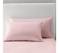 Plain Dye Pillowcae Pair Soft Brushed Microfibre Fabric Easycare Pink Fade Resistant (Pillowcase Pair, Pink)