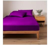 Plain Dyed Bed Sheets, Fitted Sheet Small Double 4Ft, Non Iron Polycotton Bedding Bedsheet, Berry