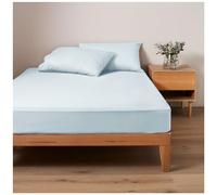 Plain Dyed Bed Sheets, Fitted Sheet Small Double 4Ft, Non Iron Polycotton Bedding Bedsheet, Sky Blue
