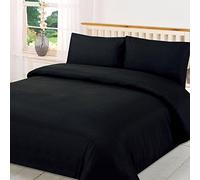 Plain Dyed Duvet Cover Quilt Bedding Set With Pillowcase Black Single