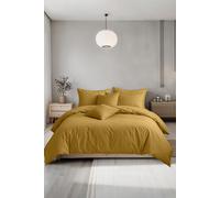 Plain Dyed Easy Care Polycotton Duvet Cover And Pillowcase/s Set Bed Linen Snug City Mustard King