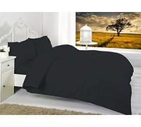 Plain Dyed Fitted Sheets Polycotton Fitted Bed Sheets Single Double King Super King OR Pillow Cases By * Textile.Plus* (King, Black)
