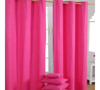 Plain Dyed Heavy Cotton Curtain Eyelet Ready Made Ring Top White, Blue, Grey