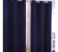 Plain Dyed Heavy Cotton Curtain Eyelet Ready Made Ring Top White, Blue, Grey