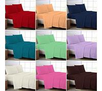 Plain Dyed Luxury Flat Bed Sheet, Shrinkage Fade Resistant Easy Care Polycotton Breathable Percale Top Linen Sheets (Double 228 x 255 cm, Teal)