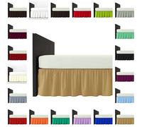 Plain Dyed Platform Base Valance Sheet Poly-Cotton 40cm Extra Deep Frilled Bedding Sheet | Easy Care Bed Sheet in 20 Colours | Single Double King Super king Size (Latte, Double)
