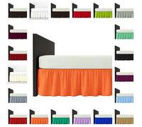 Plain Dyed Platform Base Valance Sheet Poly-Cotton 40cm Extra Deep Frilled Bedding Sheet | Easy Care Bed Sheet in 20 Colours | Single Double King Super king Size (Peach, Single)