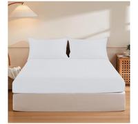 Plain Dyed PolyCotton Fitted Sheet- Super Soft Anti Wrinkle Plain Bedding 25 cm- Fitted Sheets Cover with Elastic Edges- White