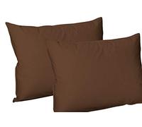 Plain dyed polycotton Housewife pair of pillowcases, Available in 20 (Brown)