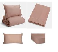 Plain Dyed Rose Tan Duvet Cover 160 x 220 + 50 x 80 cm + Sheet 180 x 280 + Pillowcase 50 x 80 + Fitted Sheet 90 x 200 cm