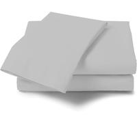 Plain Dyed Super King Flat Sheets- Easy Care Percale Bedding Set- Anti Allergy Soft Polycotton Bed Sheets- Silver