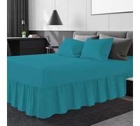 Plain Dyed Valance Sheet Deep Drop Valance Fitted Sheet in 22 colours Non-Iron Soft Fabric (TEAL DO)