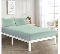 Plain Extra Deep Fitted Sheet, 50% Cotton 50% Polyester, 16"/ 40 cm Depth, Machine Washable (Duck Egg, Double)