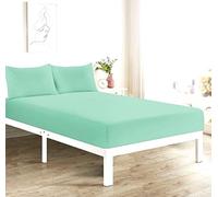 Plain Extra Deep Fitted Sheet, 50% Cotton 50% Polyester, 16"/ 40 cm Depth, Machine Washable (Mint, Single)