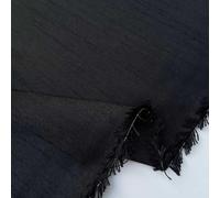 Plain Faux Poly Dupion Silk Bridal Dress Upholstery Cushion Slubbed Textured 100% Polyester Extra Wide Fabric Material | 60" - 150 cm Wide (per Half Metre, Black)