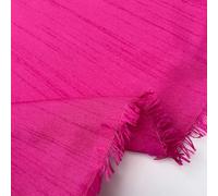 Plain Faux Poly Dupion Silk Bridal Dress Upholstery Cushion Slubbed Textured 100% Polyester Extra Wide Fabric Material | 60" - 150 cm Wide (per Metre, Fuchsia Pink)