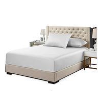 Plain Flannelette Fitted Sheet - 100% Brushed Cotton - Royal Collection - Super Natural Boutique Style - Hotel Quality - Breathable & Wrinkle Free - White - SuperKing - 180 x 200 x 25 CM App.