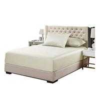 Plain Flannelette Fitted Sheet - 100% Brushed Cotton - Royal Collection - Super Natural Boutique Style - Hotel Quality - Breathable & Wrinkle Free - Beige - King - 150 x 200 x 25 CM App.